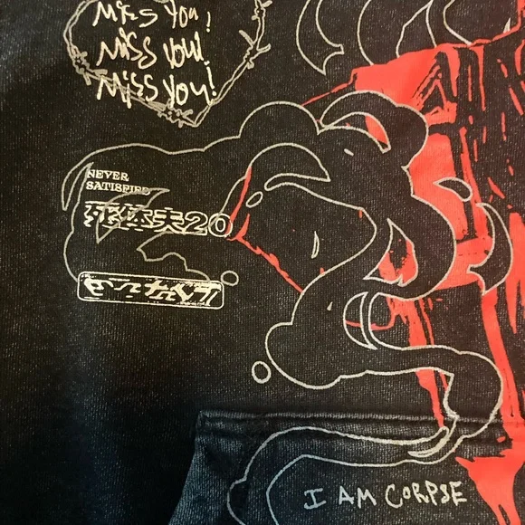Corpse Husband Miss You SZ M black acid wash Hoodie unisex 100% cotton like New